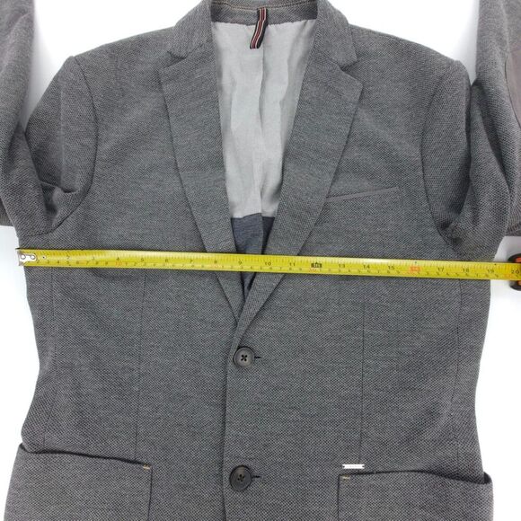 NEW Zara Man Old Money Sueded Elbow Patch 2 Button Blazer Jacket Gray Academia - Picture 4 of 12